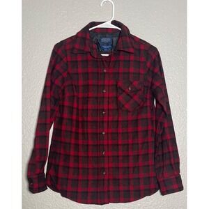 Pendleton Flannel Button Up Shirt Men's Small Red Black Buffalo Check Wool